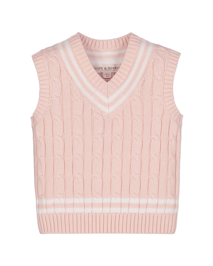 Hope & Henry Cable Tennis Sweater Vest Pink