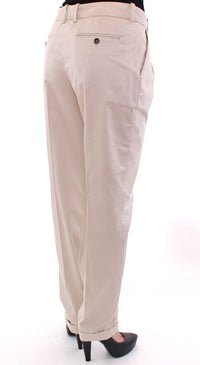 Dolce & Gabbana Pleated Trousers Beige Cotton Style