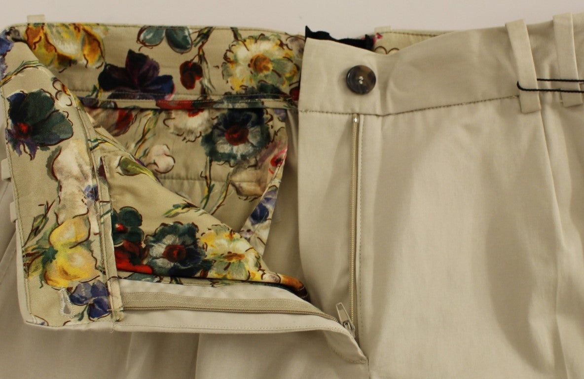 Dolce & Gabbana Pleated Trousers Beige Cotton Style