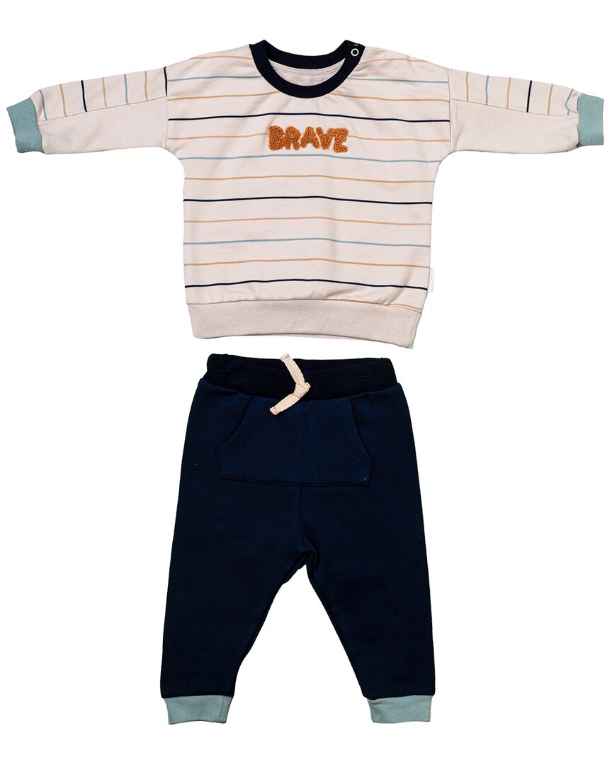 Andywawa Striped Brave Print Outfit Beige 3 - 6 M