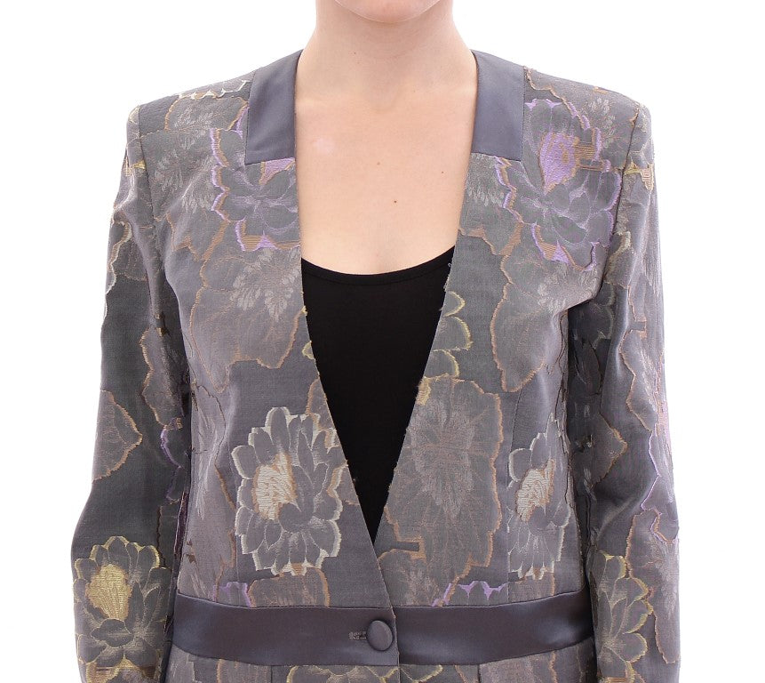 Roberto Fragata Women's Floral Embroidered Blazer Gray