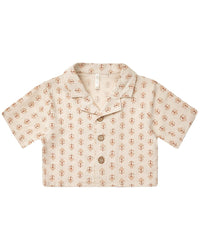 Rylee + Cru Collective Cropped Collared Linen-Blend Shirt