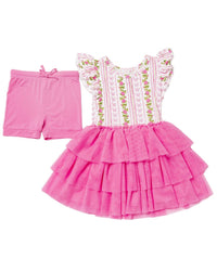 Bums & Roses Bums & Roses Bowquet Of Roses Cap Sleeve Tulle Dress
