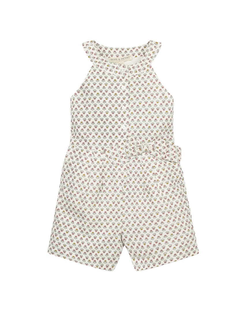 Hope & Henry Button Front Halter Linen-Blend Romper
