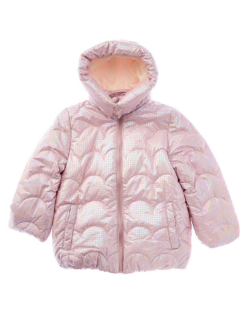 Kensie Girl Iridescent Foil Print Quilted Puffer Jacket Pink 2T
