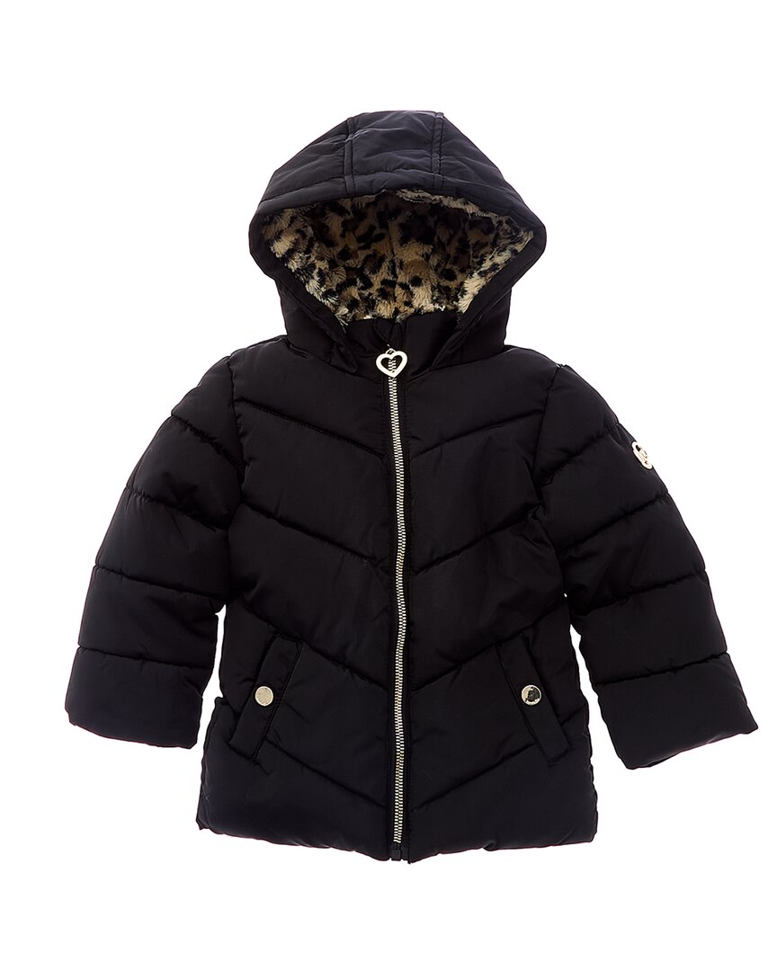 Kensie Girl Back Heart Quilted Puffer Jacket Black