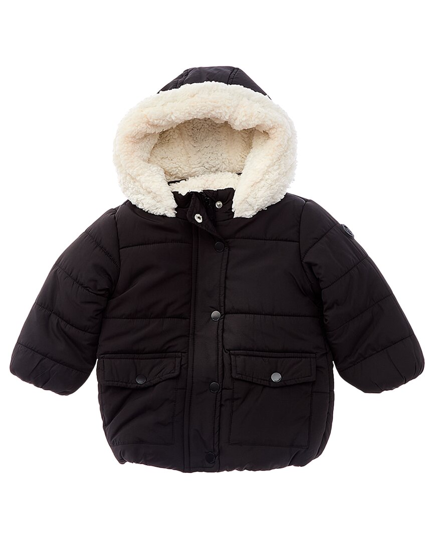 Kensie Girl Sherpa Collar Quilted Puffer Jacket Black