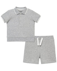 Little Me 2Pc Heather Grey Short Set