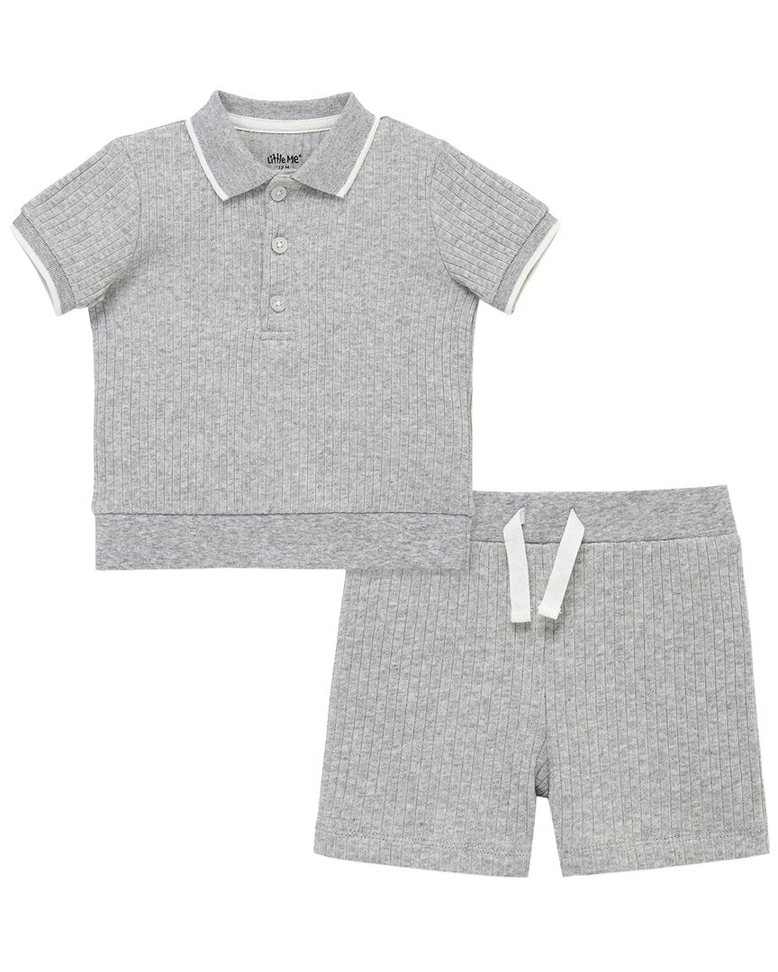 Little Me 2Pc Heather Grey Short Set