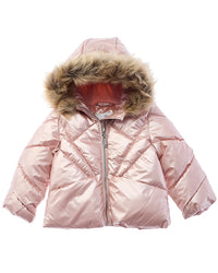 Sam Edelman Metallic Sunbeam Quilt Puffer Jacket 6X (Little Girl L) Pink