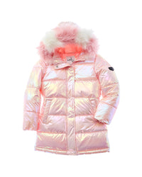 Sam Edelman Iridescent Long Puffer Coat 2T Pink