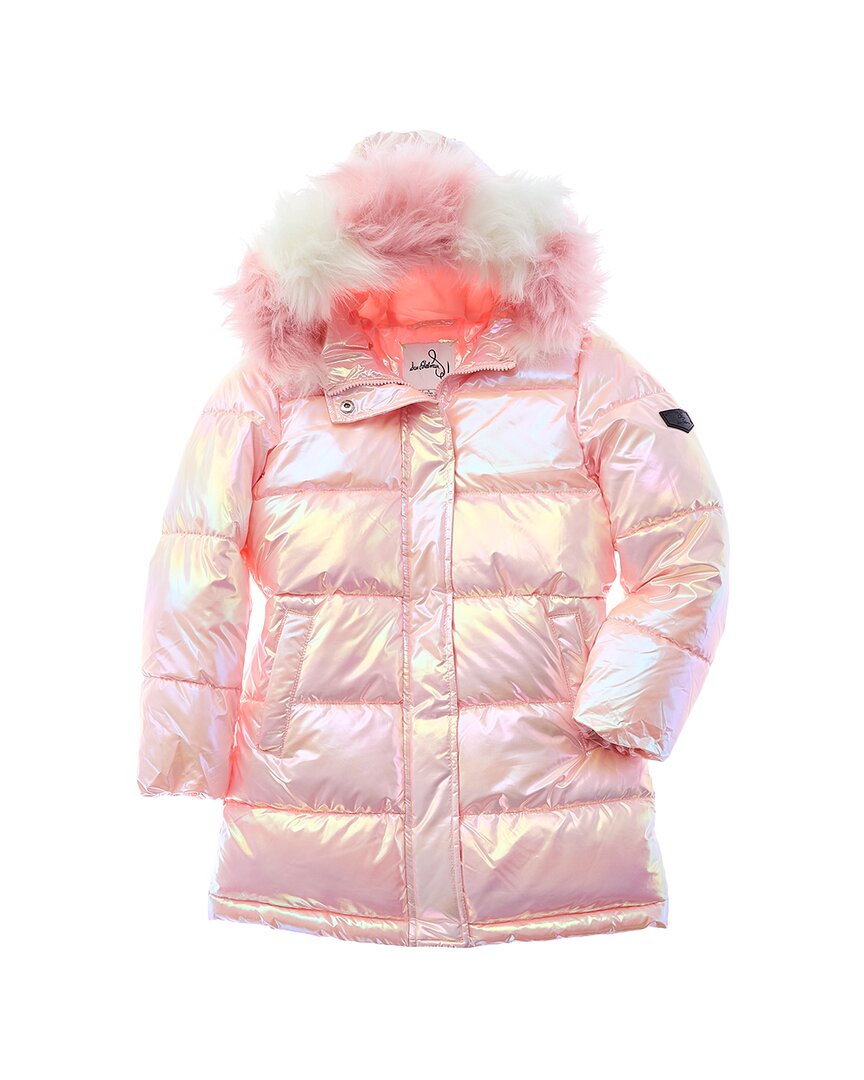 Sam Edelman Iridescent Long Puffer Coat 2T Pink