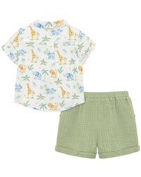 Little Me Jungle Short Set