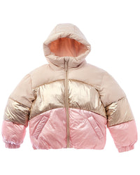 Rothschild Kids Tri-Color Metallic Puffer Jacket Gold 2T