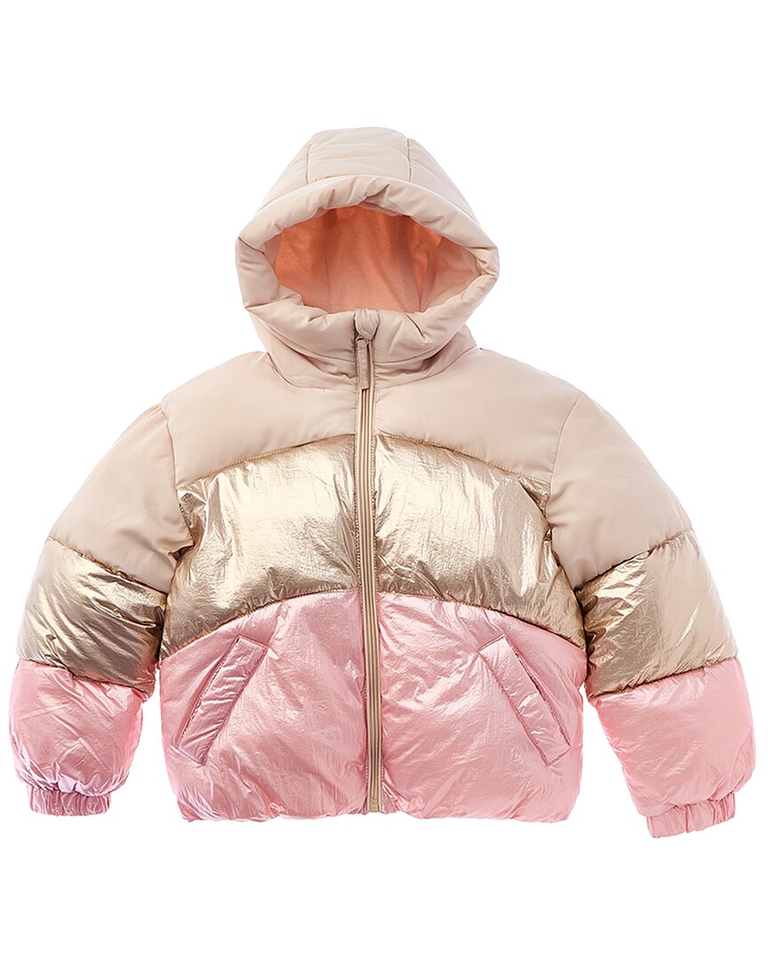 Rothschild Kids Tri-Color Metallic Puffer Jacket Gold 2T