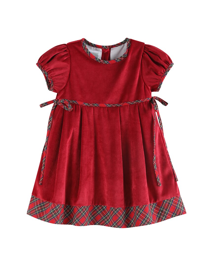 Lil Cactus Velour Christmas Plaid Bow Dress