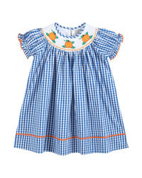 Lil Cactus Gingham Pumpkin Smocked Bishop Dress1