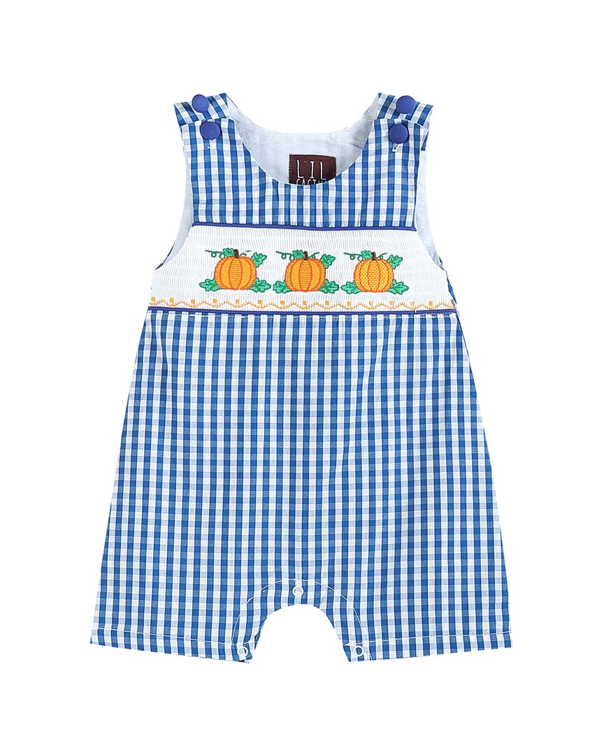 Lil Cactus Gingham Pumpkin Smocked Shortall