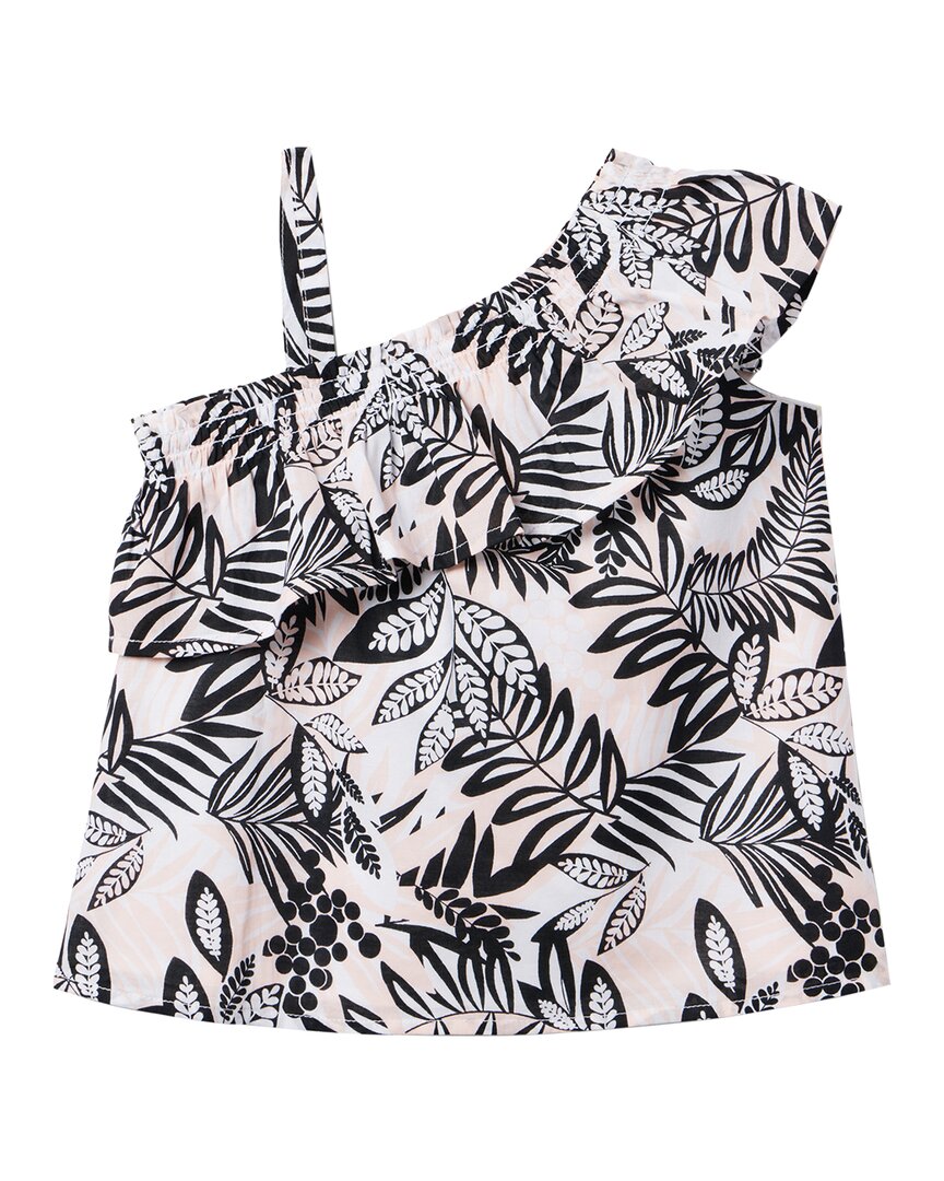 Janie And Jack Tropical Leaves Ruffle Shoulder Top