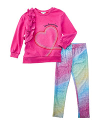 Flapdoodles Flapdoodles Girls  Sparkle Pullover Set, 6, Pink