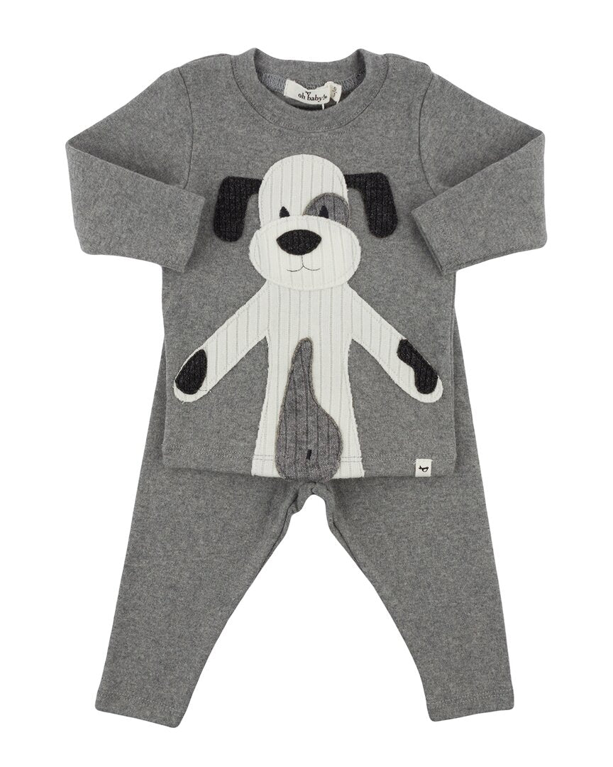 oh baby! Oh Baby! Large Cream Puppy Applique 2Pc Set