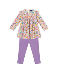 Andy & Evan Rainbow Printed Babydoll Dress & Legging Set