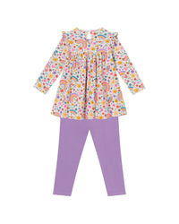 Andy & Evan Rainbow Printed Babydoll Dress & Legging Set