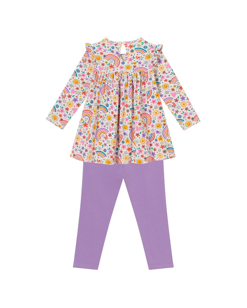 Andy & Evan Rainbow Printed Babydoll Dress & Legging Set