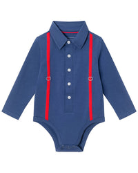 Andy & Evan Suspender Shirtzie & Terry Pant Set