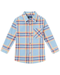Andy & Evan Brushed Twill Plaid Button-Down Shirt 4T Blue