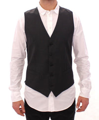 Dolce & Gabbana Men's Pinstripe Wool Vest - Black