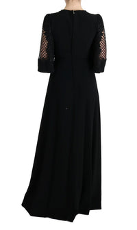 Dolce & Gabbana Lace Trimmed Black Midi Dress