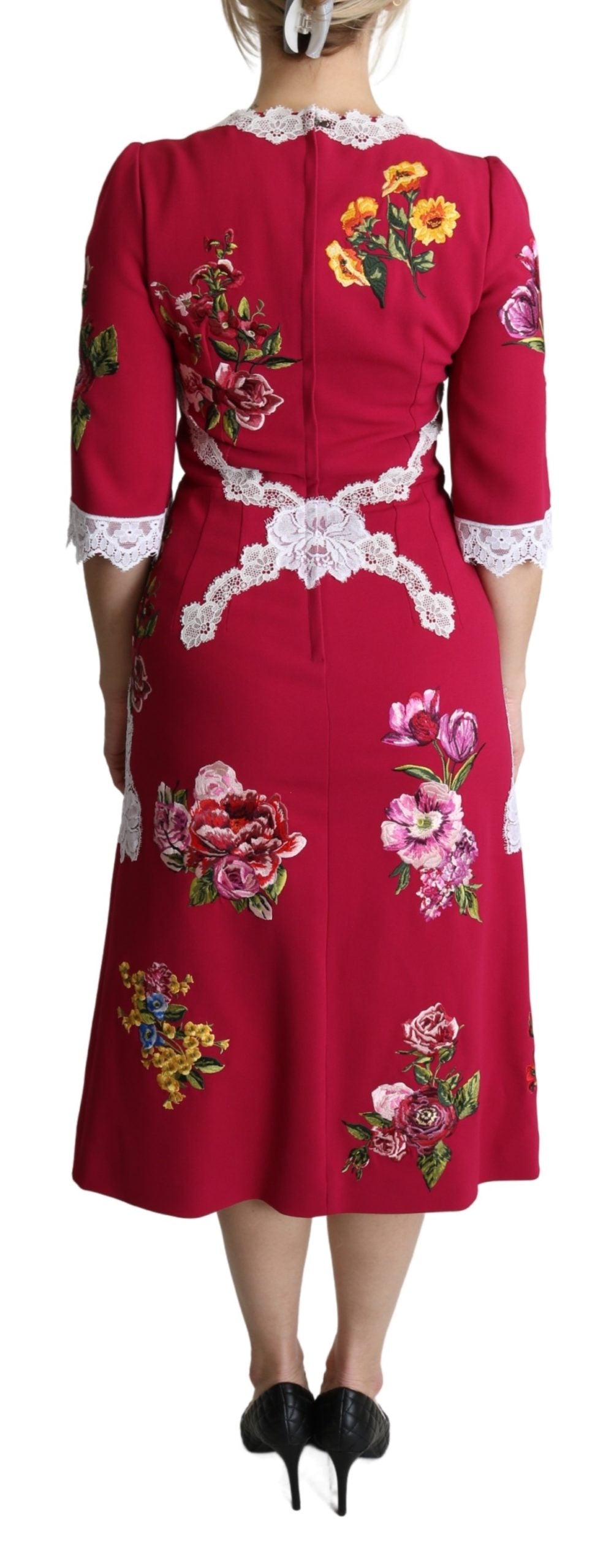Dolce & Gabbana  Floral Print Dress with Lace Detail