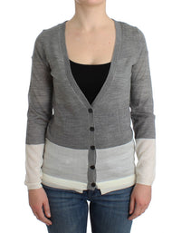 Costume National Women's Gray V-Neck Long Sleeve Cardigan