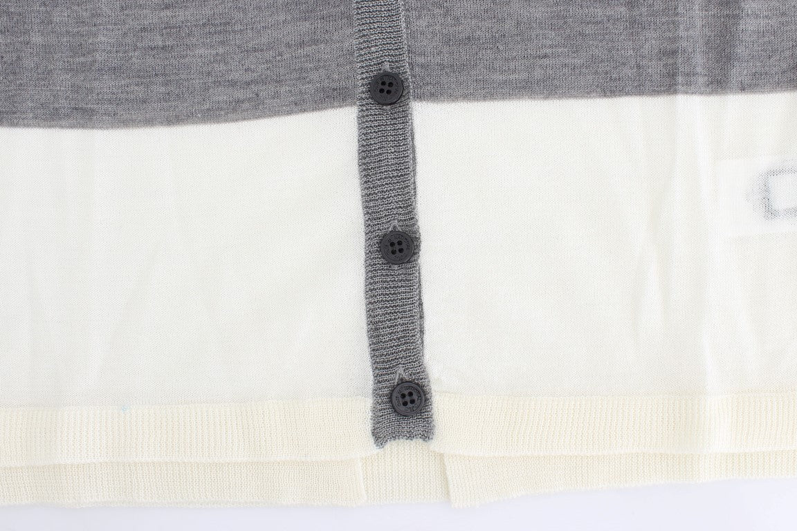 Costume National Women's Gray V-Neck Long Sleeve Cardigan