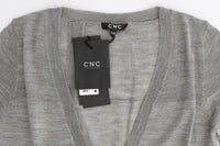 Costume National Women's Gray V-Neck Long Sleeve Cardigan