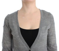 Costume National Women's Gray V-Neck Long Sleeve Cardigan
