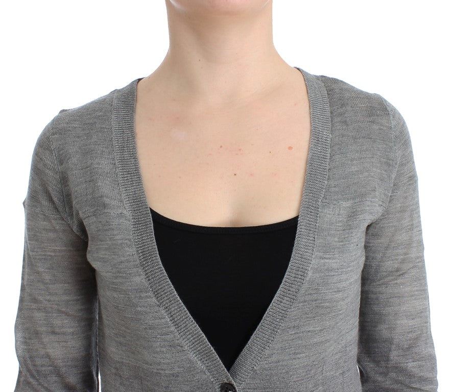 Costume National Women's Gray V-Neck Long Sleeve Cardigan