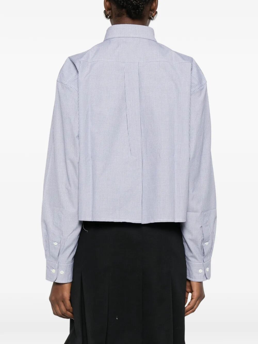 Miu Miu Women Check Pattern Cropped Poplin Shirt
