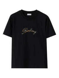 BURBERRY Burberry Women Check Cursive Logo Cotton T-Shirt