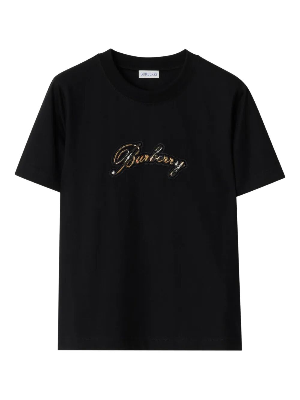 Check Cursive Logo Cotton T-Shirt Women