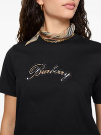 BURBERRY Burberry Women Check Cursive Logo Cotton T-Shirt