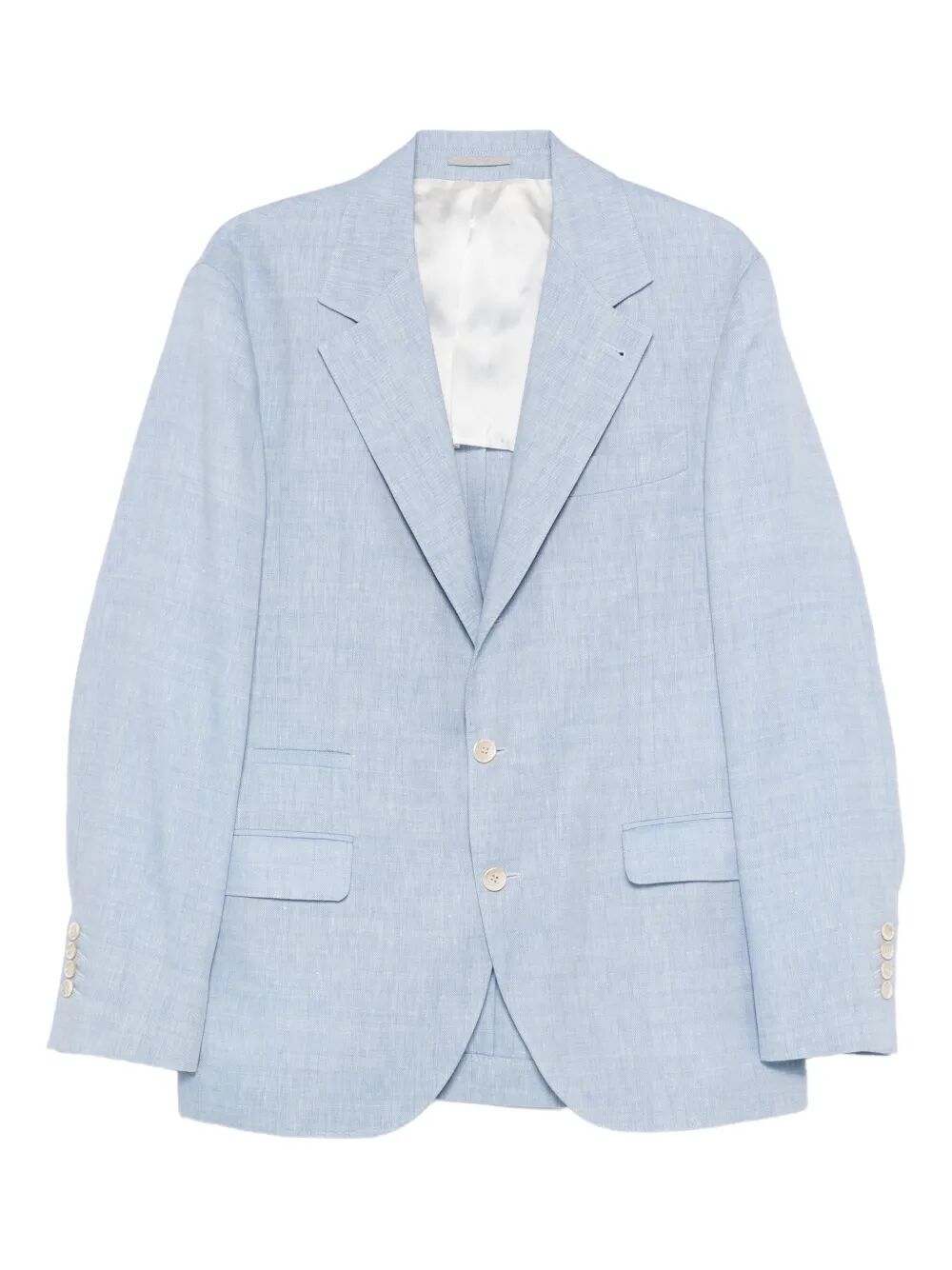 Brunello Cucinelli Men Linen And Virgin Wool Chevron Deconstructed Jacket