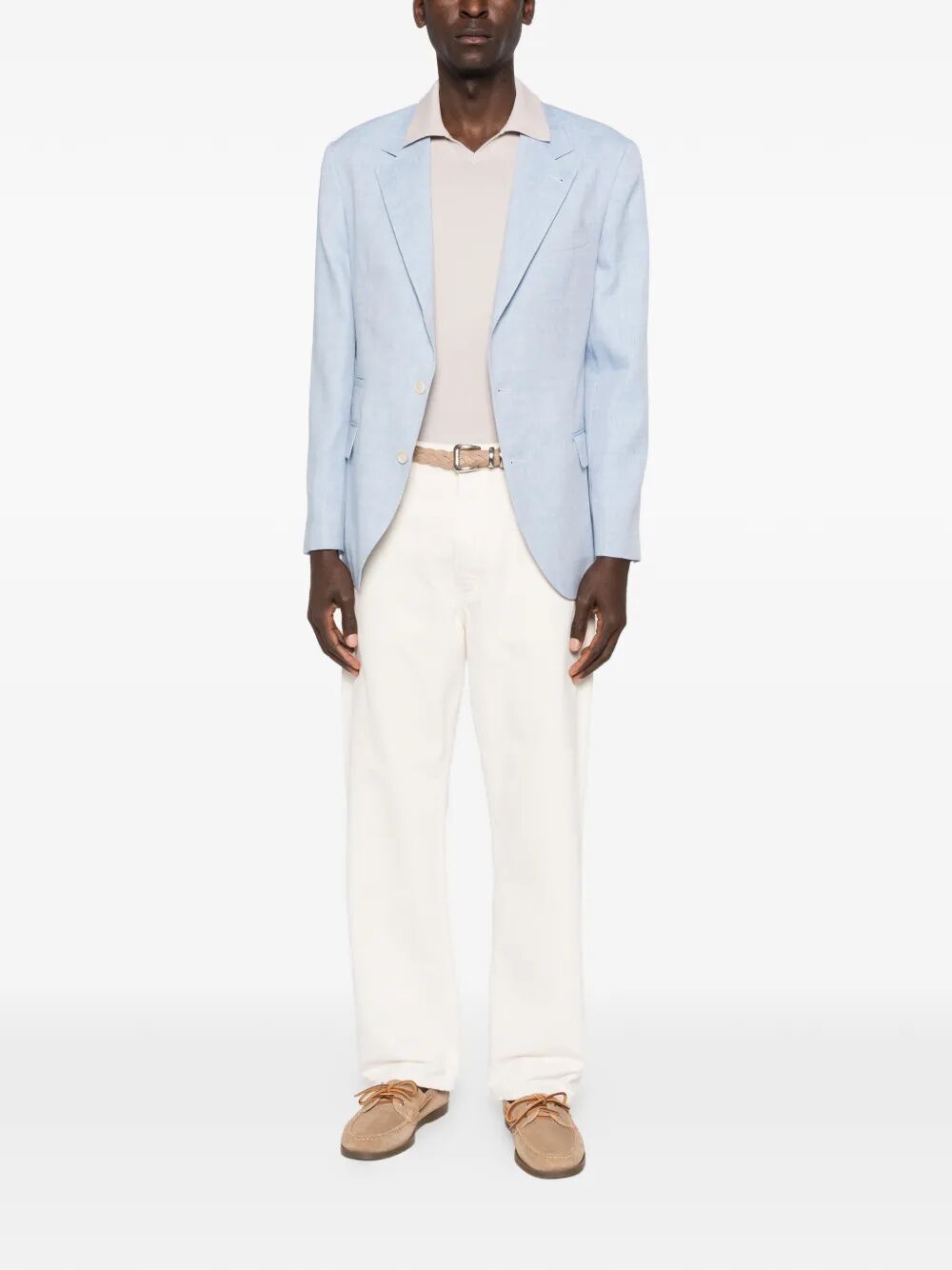 Brunello Cucinelli Men Linen And Virgin Wool Chevron Deconstructed Jacket