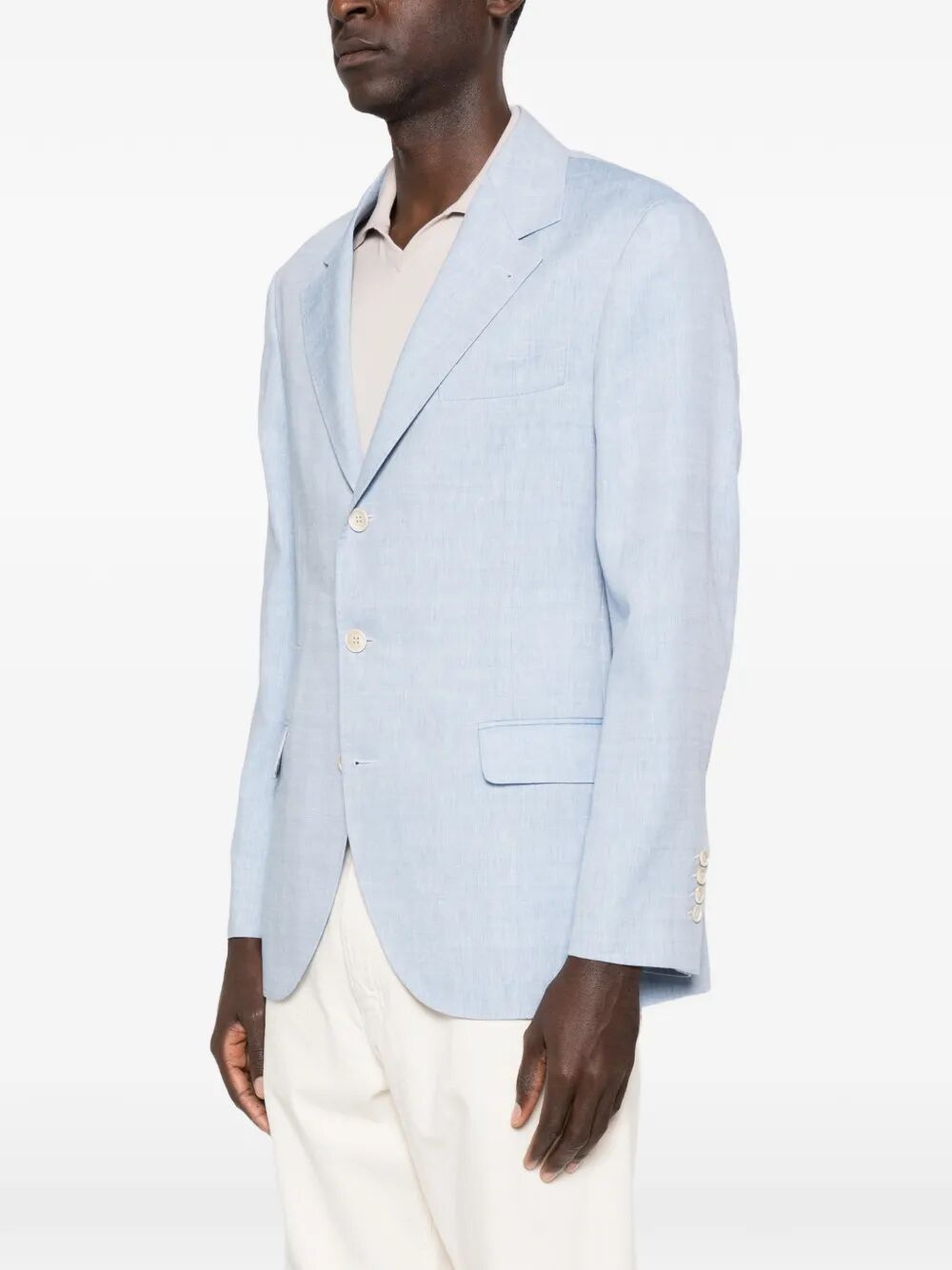 Brunello Cucinelli Men Linen And Virgin Wool Chevron Deconstructed Jacket