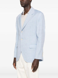 Brunello Cucinelli Men Linen And Virgin Wool Chevron Deconstructed Jacket