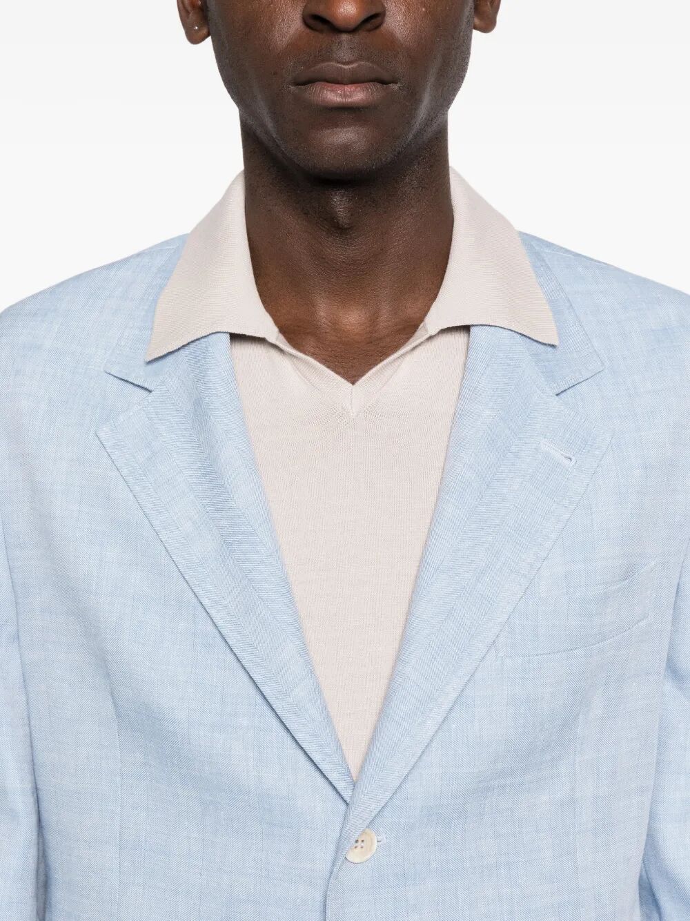 Brunello Cucinelli Men Linen And Virgin Wool Chevron Deconstructed Jacket