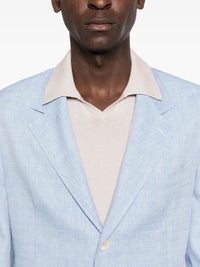 Brunello Cucinelli Men Linen And Virgin Wool Chevron Deconstructed Jacket