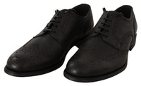 Dolce & Gabbana Dolce & Gabbana Black Leather Oxford Wingtip Formal Dress Men's Shoes
