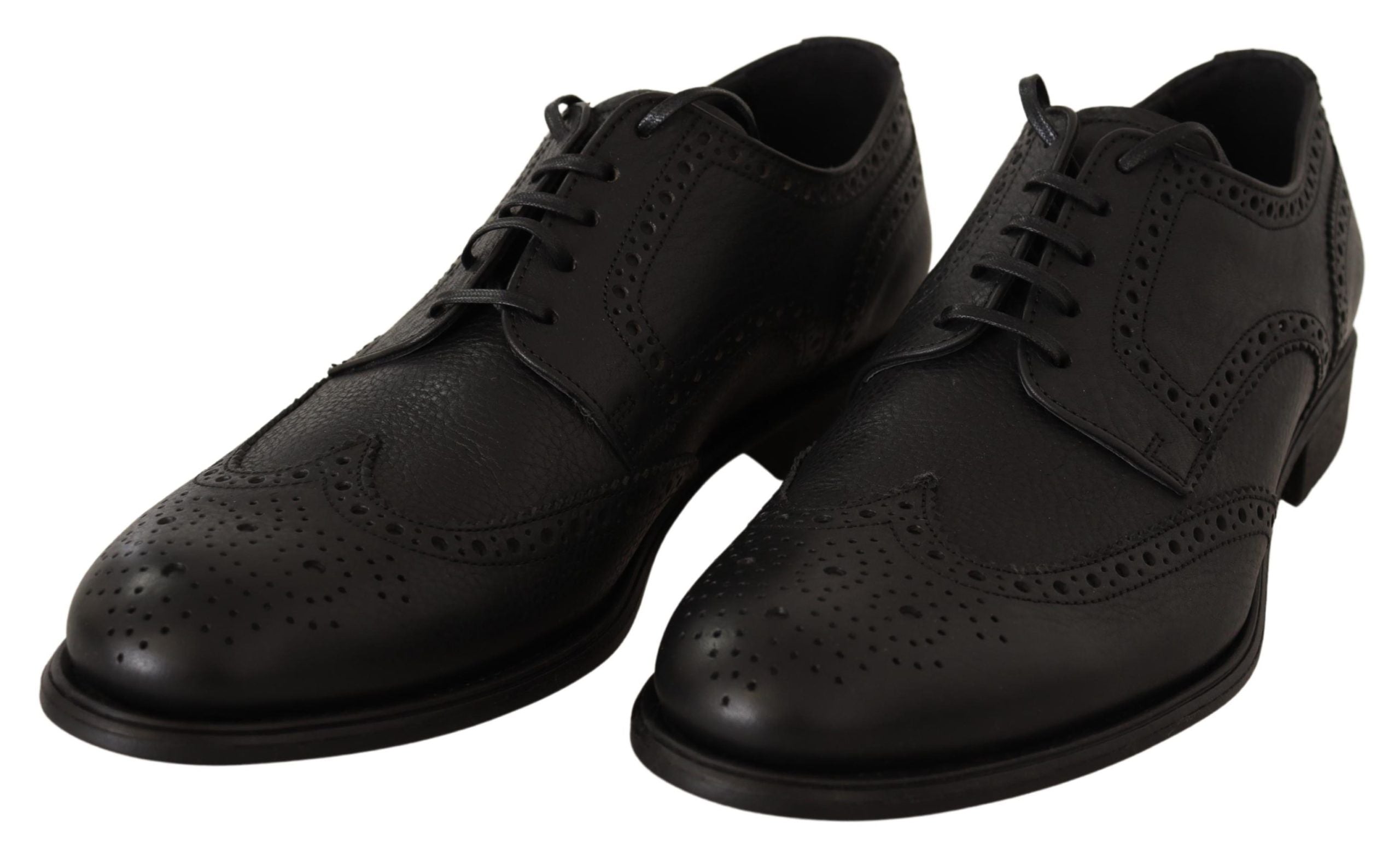 Dolce & Gabbana Dolce & Gabbana Black Leather Oxford Wingtip Formal Dress Men's Shoes